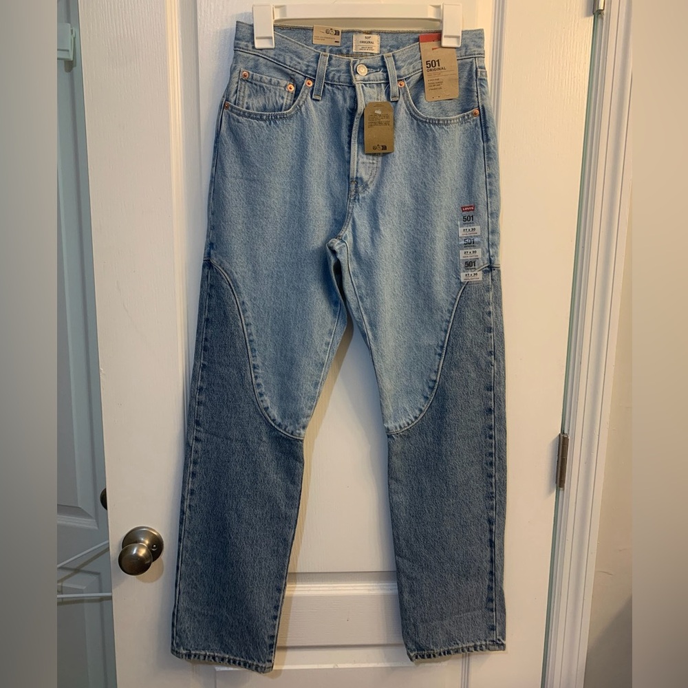 Levi’s 501 Original Chaps Straight Leg High Rise Denim Blue Jeans NEW western